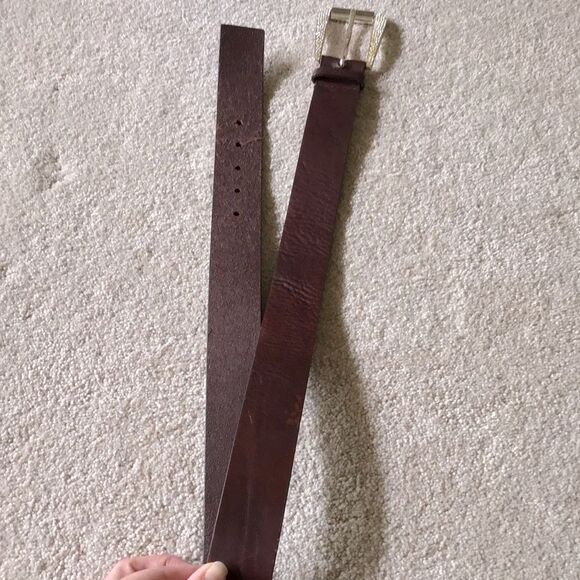 Michael Kors Diamond Studded Buckle Brown Leather Belt - Picture 3 of 5